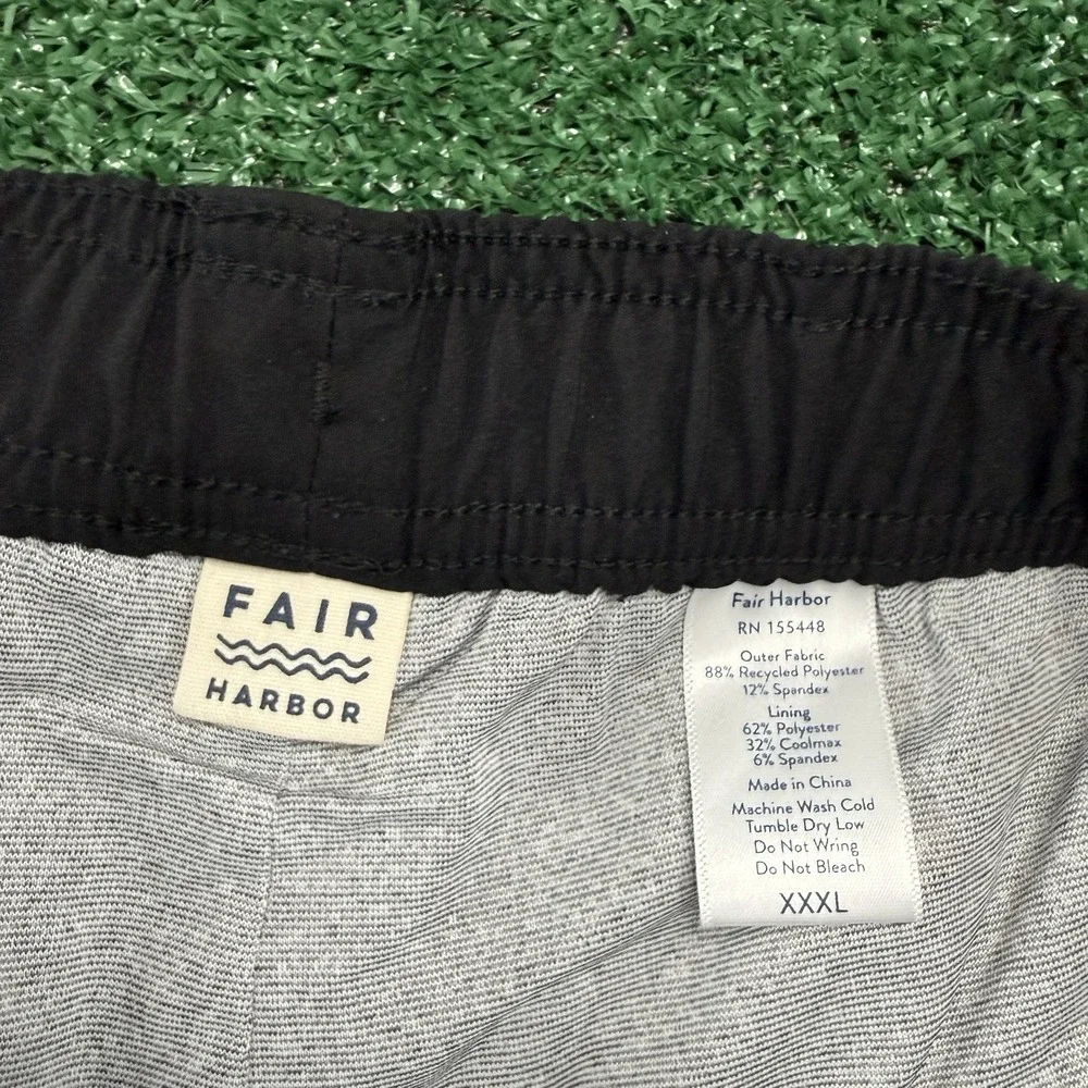 New Fair Harbor Men's Liner Drawstring Athletic Gym Shorts Size 3XL XXXL Black